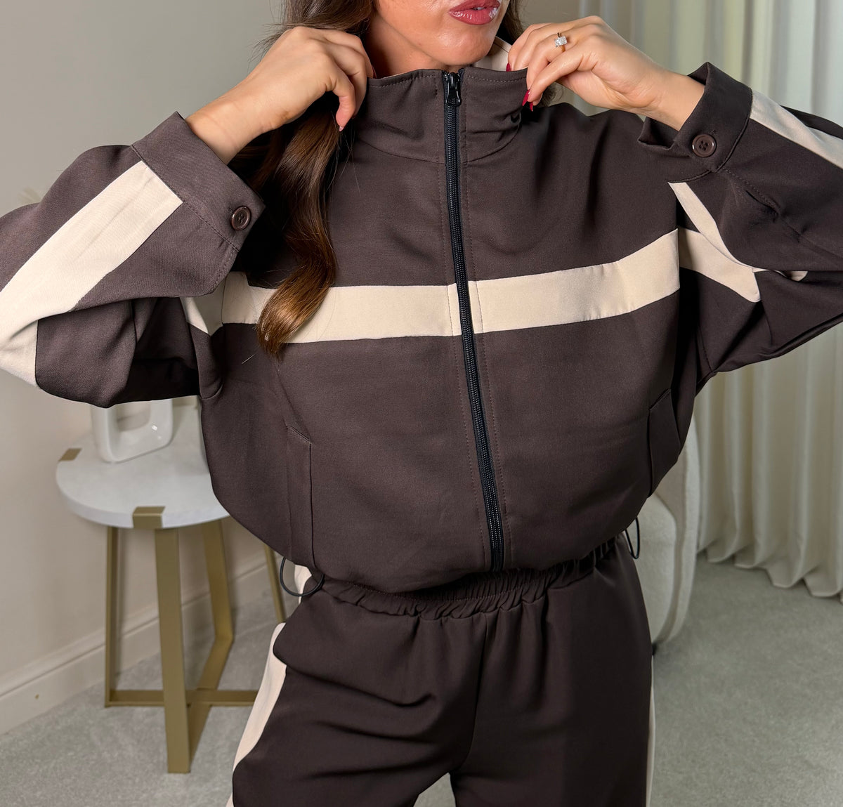 Devon Brown Stripe Tracksuit