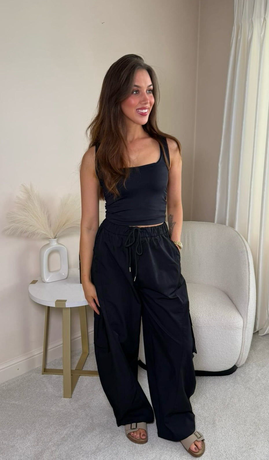 Avery Black Parachute Trousers