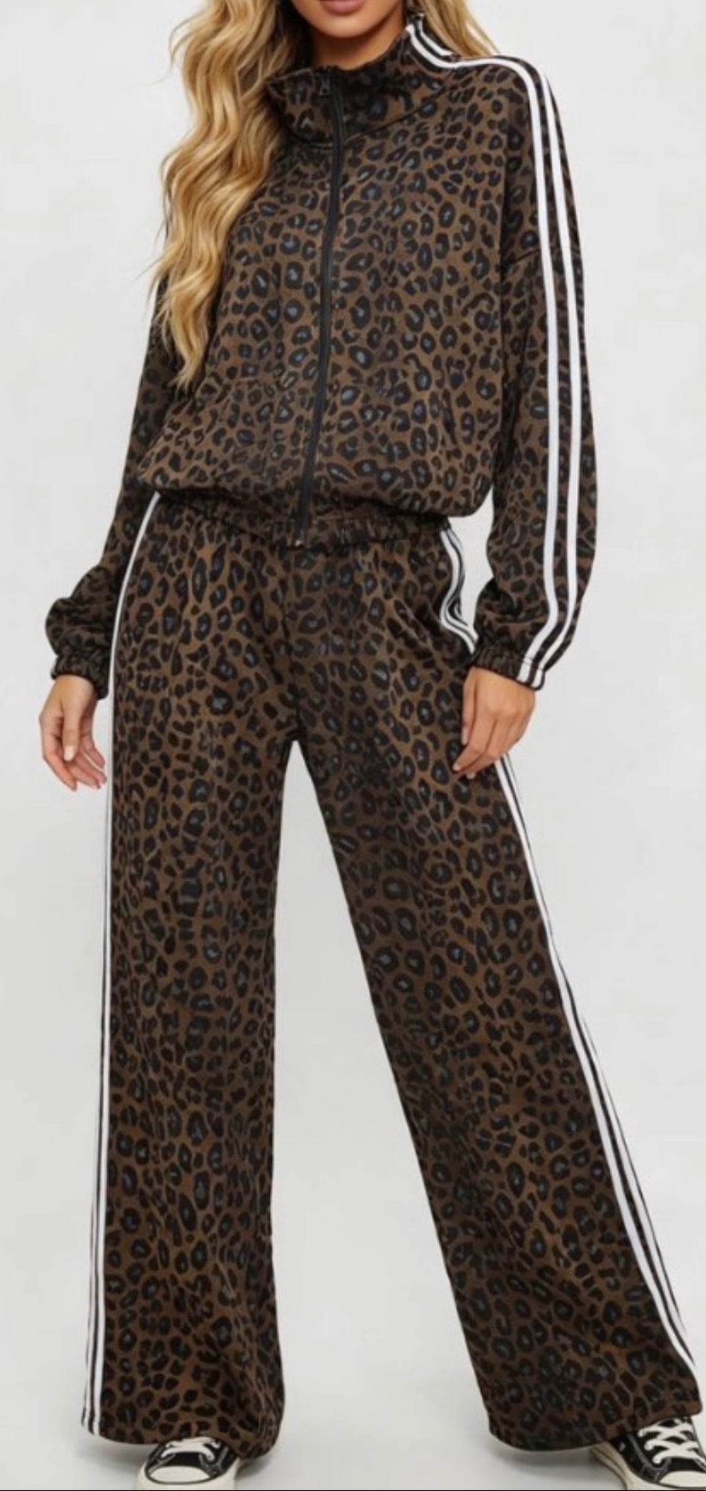 Lara Leopard & Stripe Detail Tracksuit