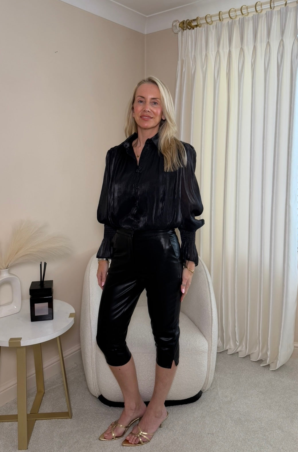 Luxe Black Bubble Hem Shirt