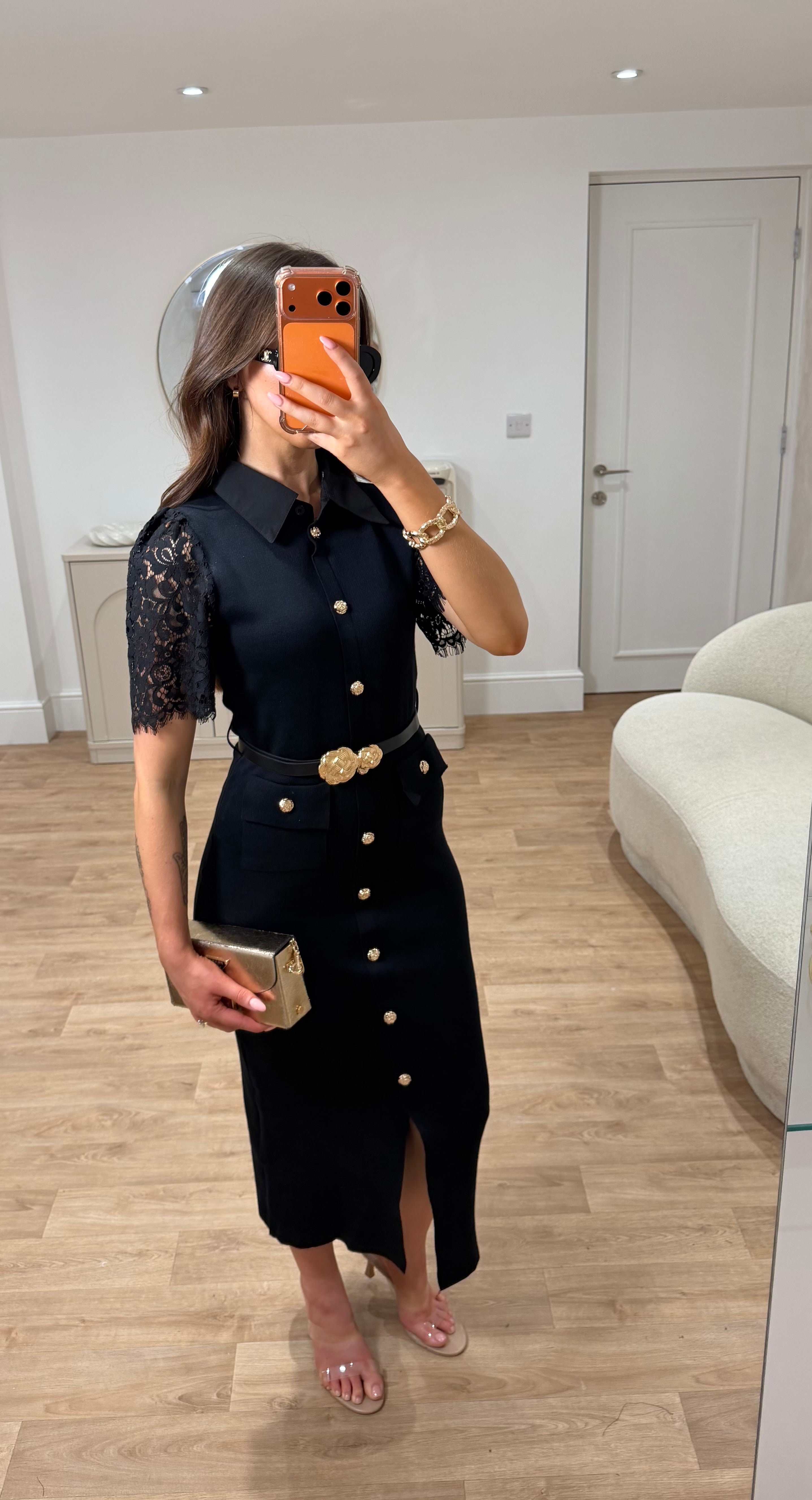 Blakey knitted lace sleeved dress