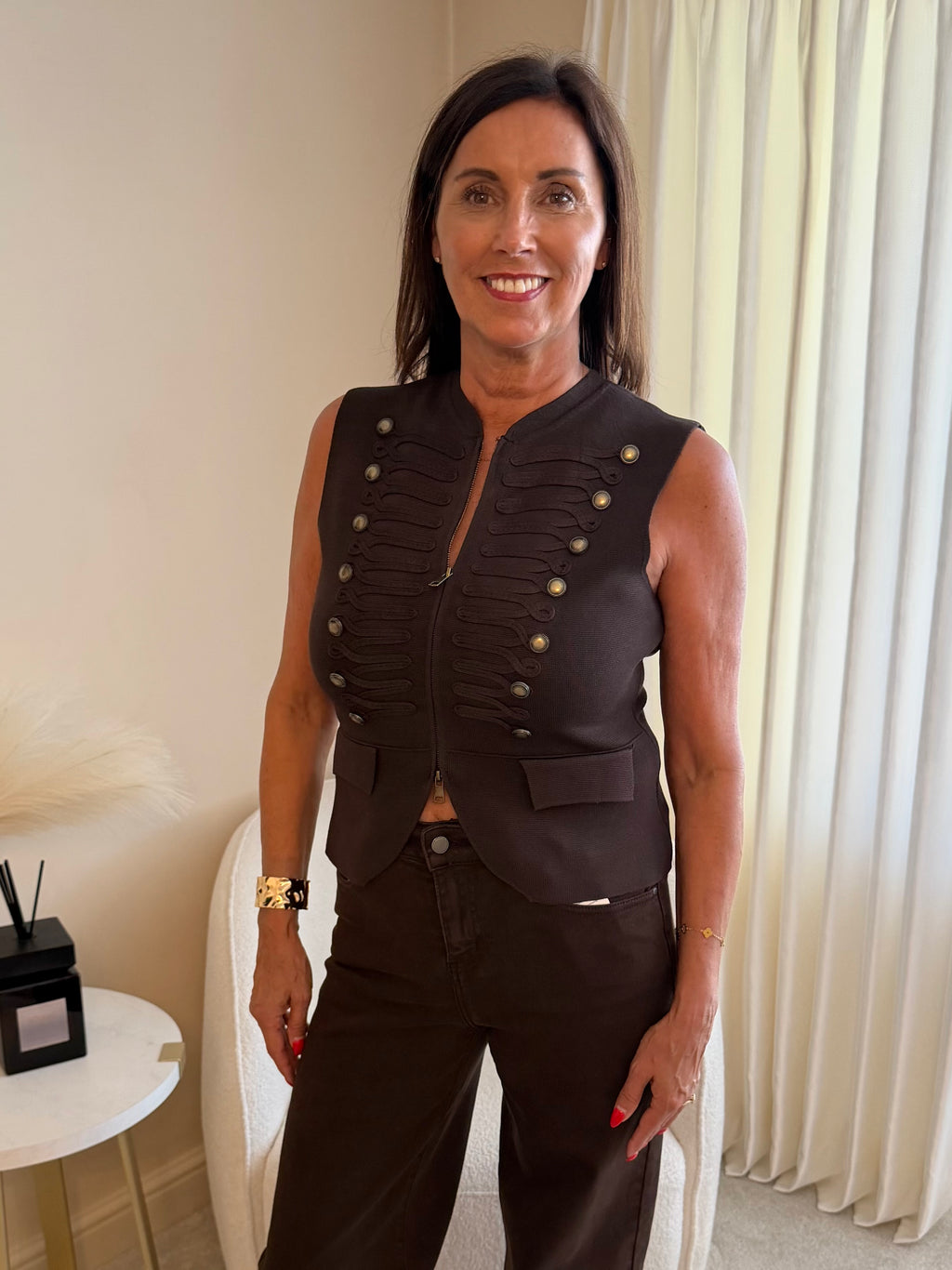 Zara Chocolate Zip Top