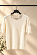 Cream Knit Short Sleeve Jumper