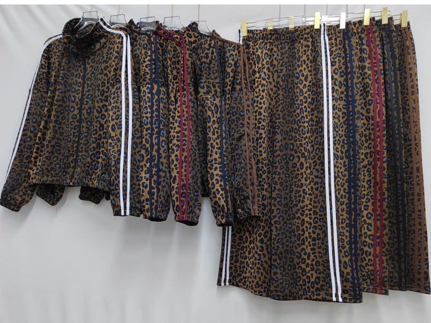 Lara Leopard & Stripe Detail Tracksuit