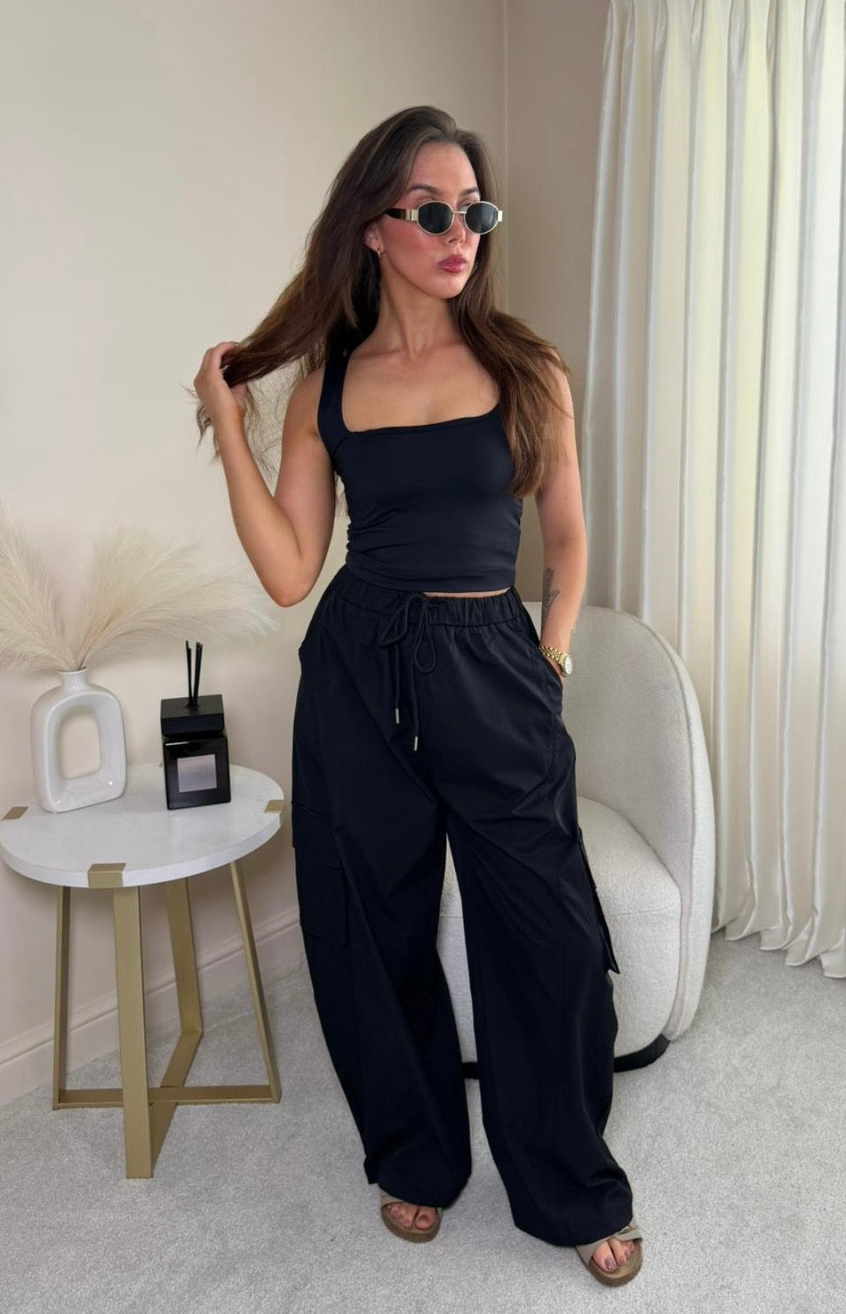 Avery Black Parachute Trousers