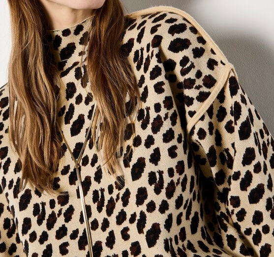 Animal Print Knit Short Sleeve Jumper