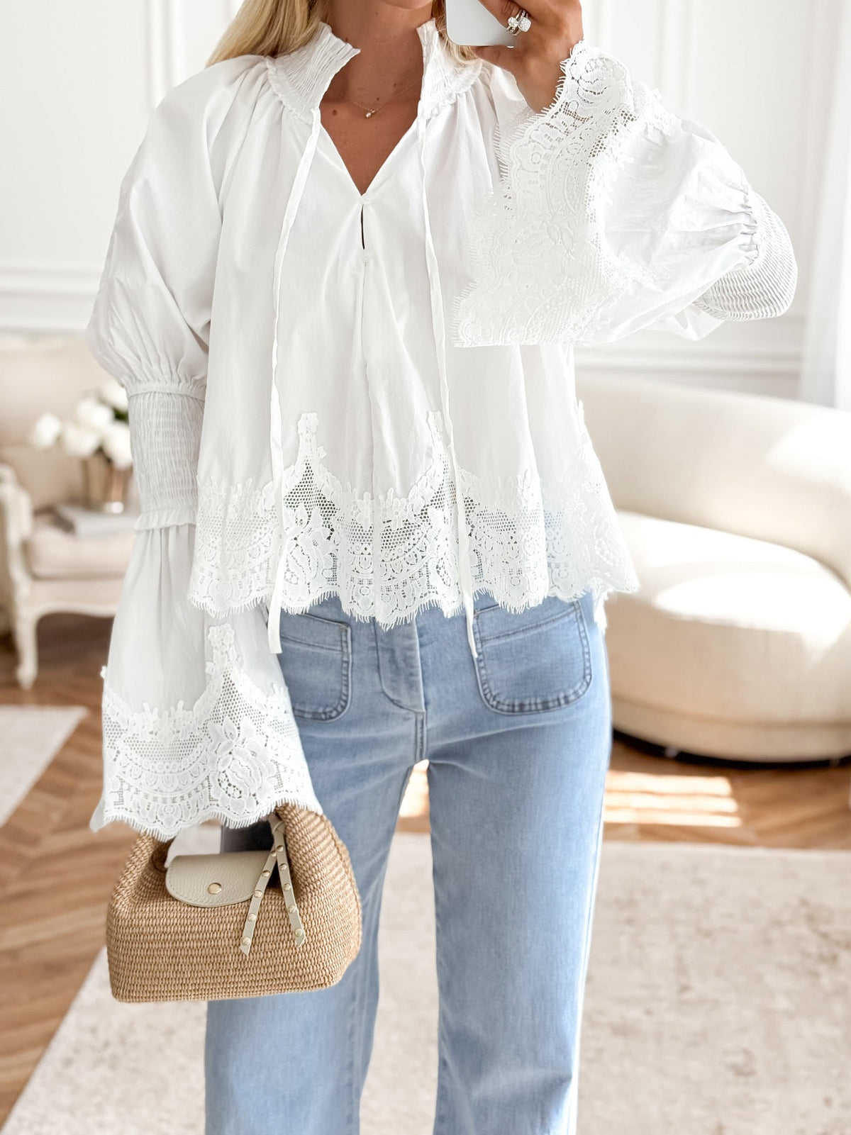 Darcy White Lace Blouse