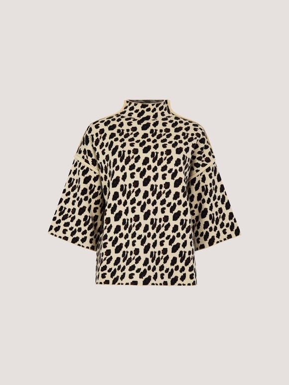 Animal Print Knit Short Sleeve Jumper