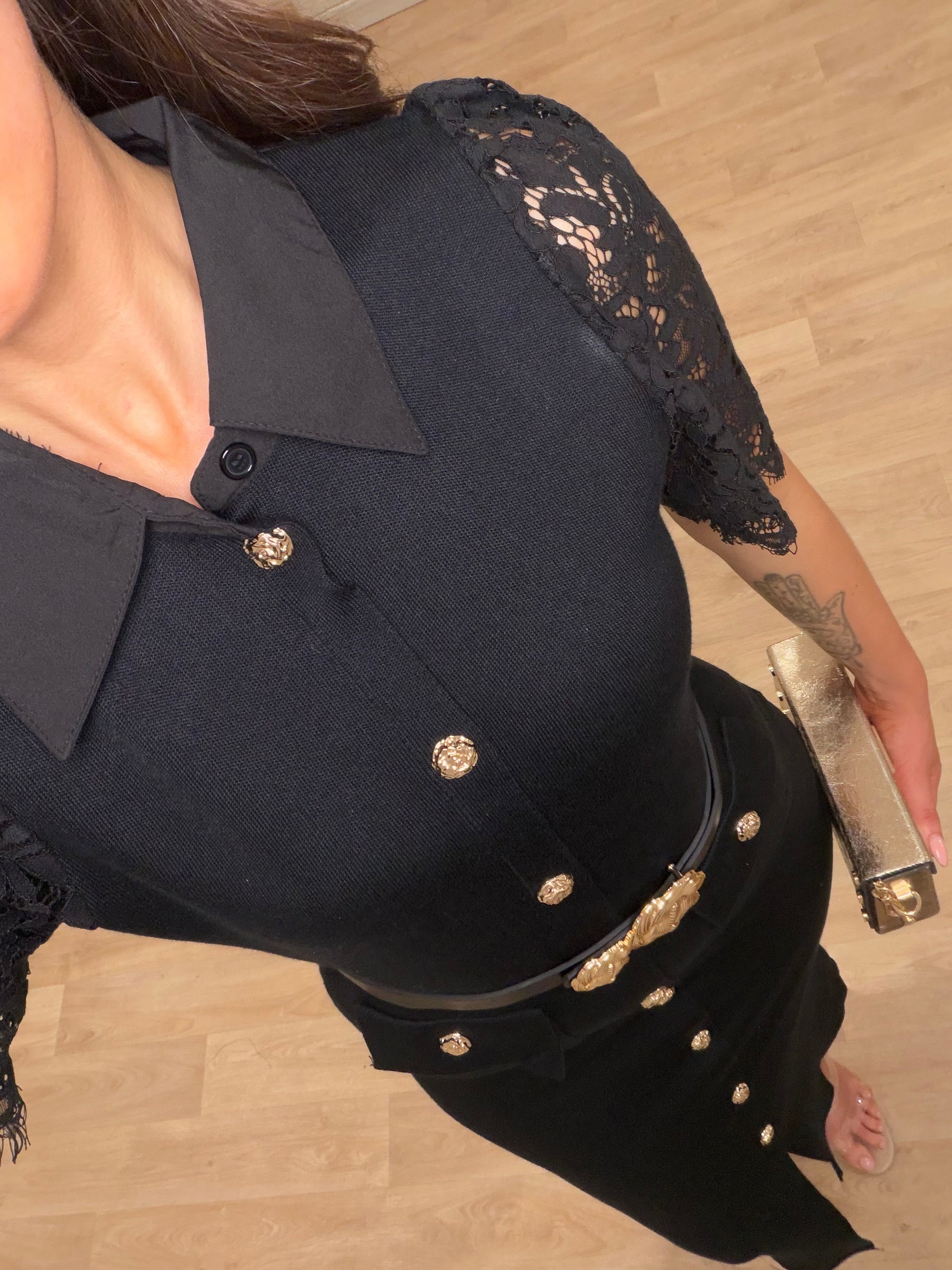 Blakey knitted lace sleeved dress