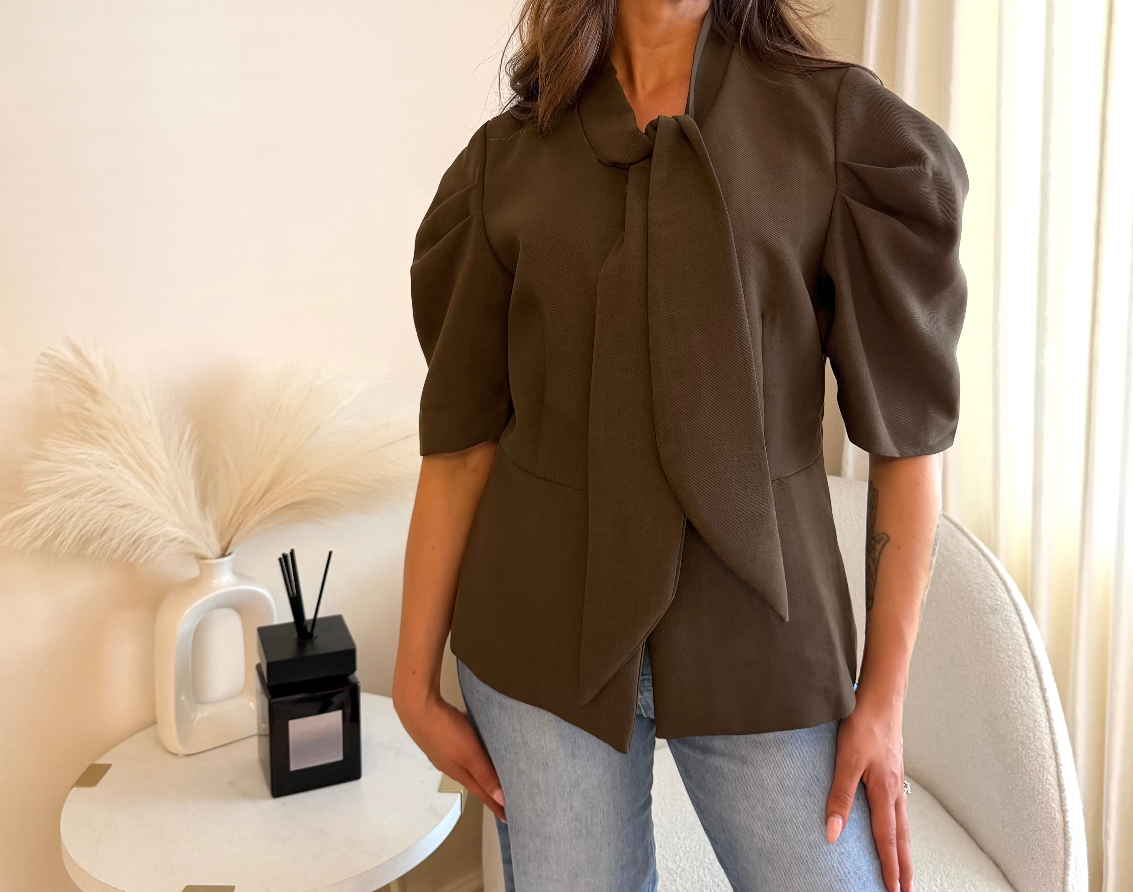 Serena Chocolate Button Top