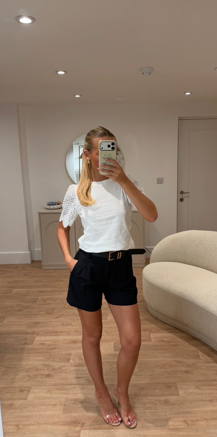 Reya Black Belted Shorts
