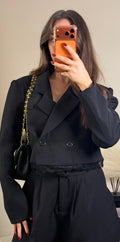 Dolly Cropped Lace Trim Blazer