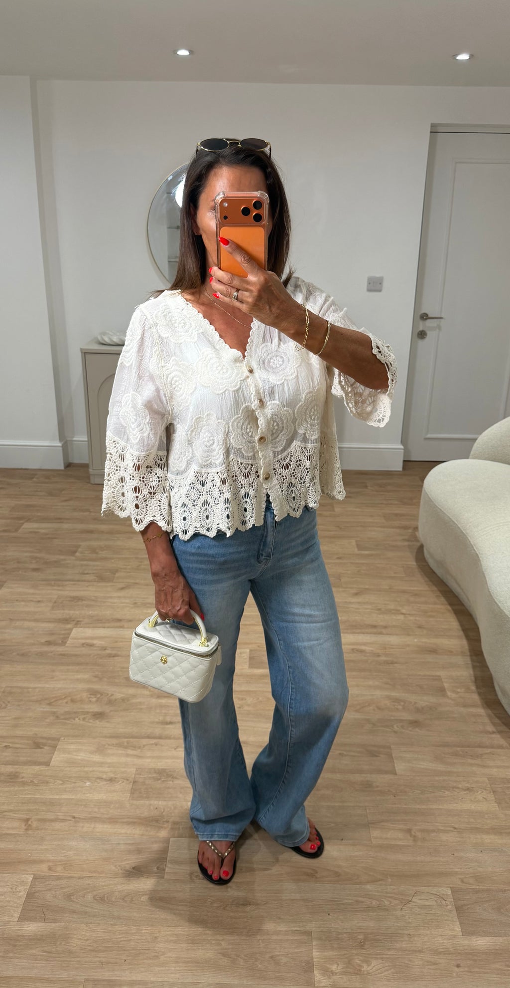 Annabelle Cheesecloth Crochet Detail Top