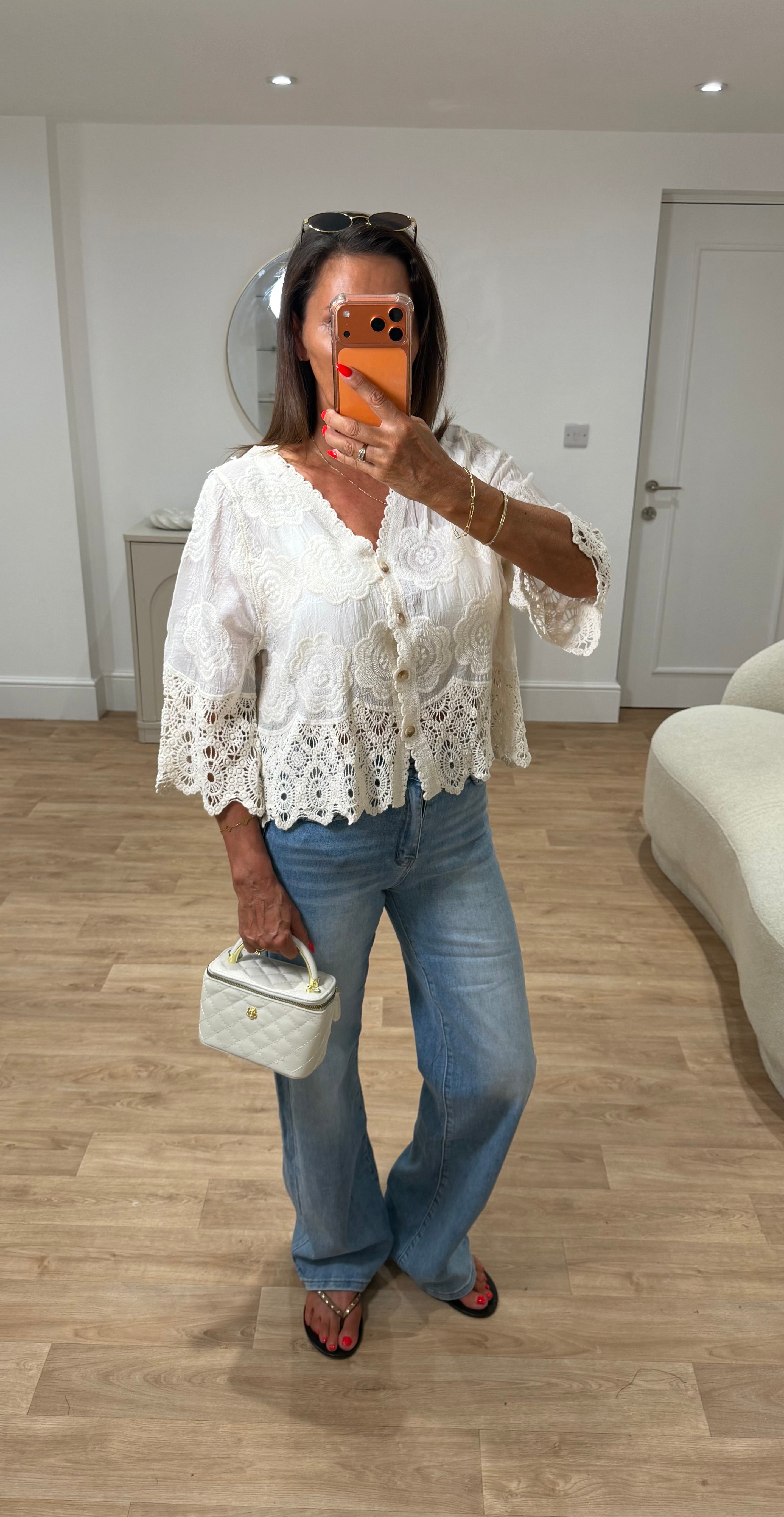 Annabelle Cheesecloth Crochet Detail Top
