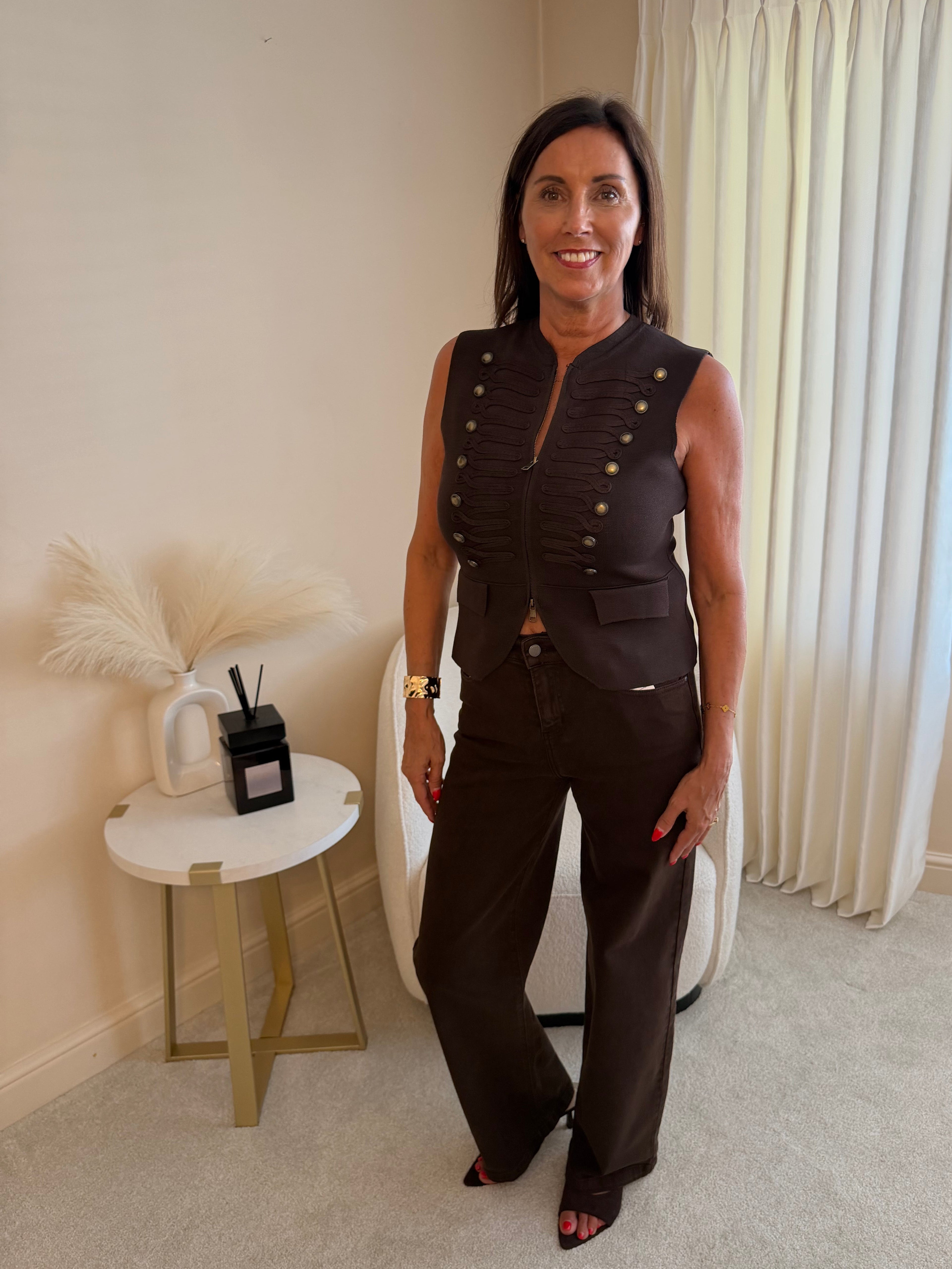 Zara Chocolate Zip Top