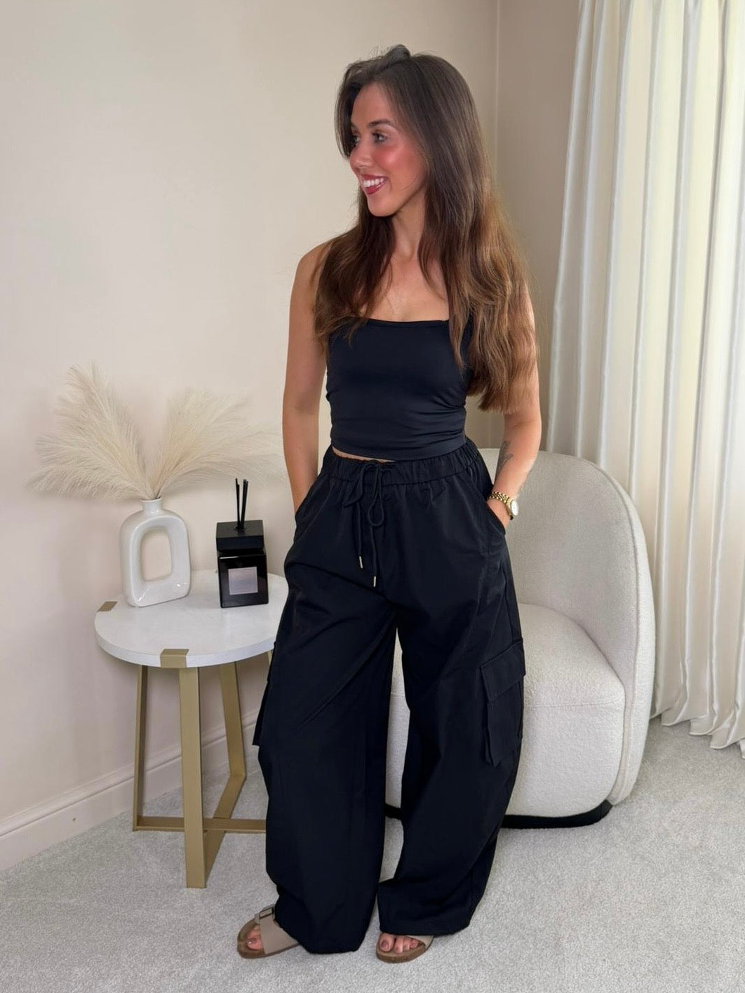 Avery Black Parachute Trousers