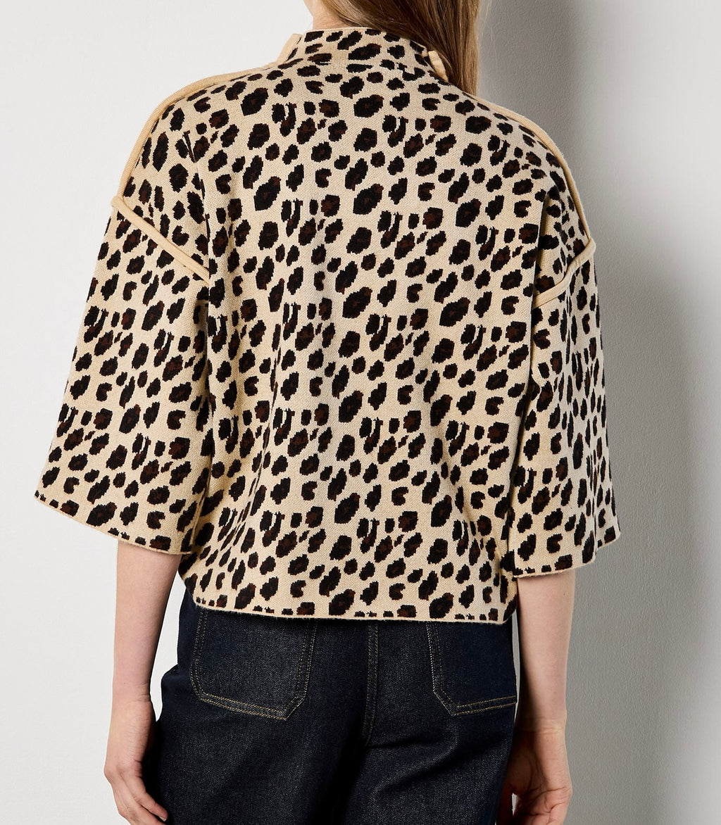 Animal Print Knit Short Sleeve Jumper