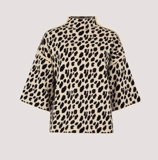Animal Print Knit Short Sleeve Jumper