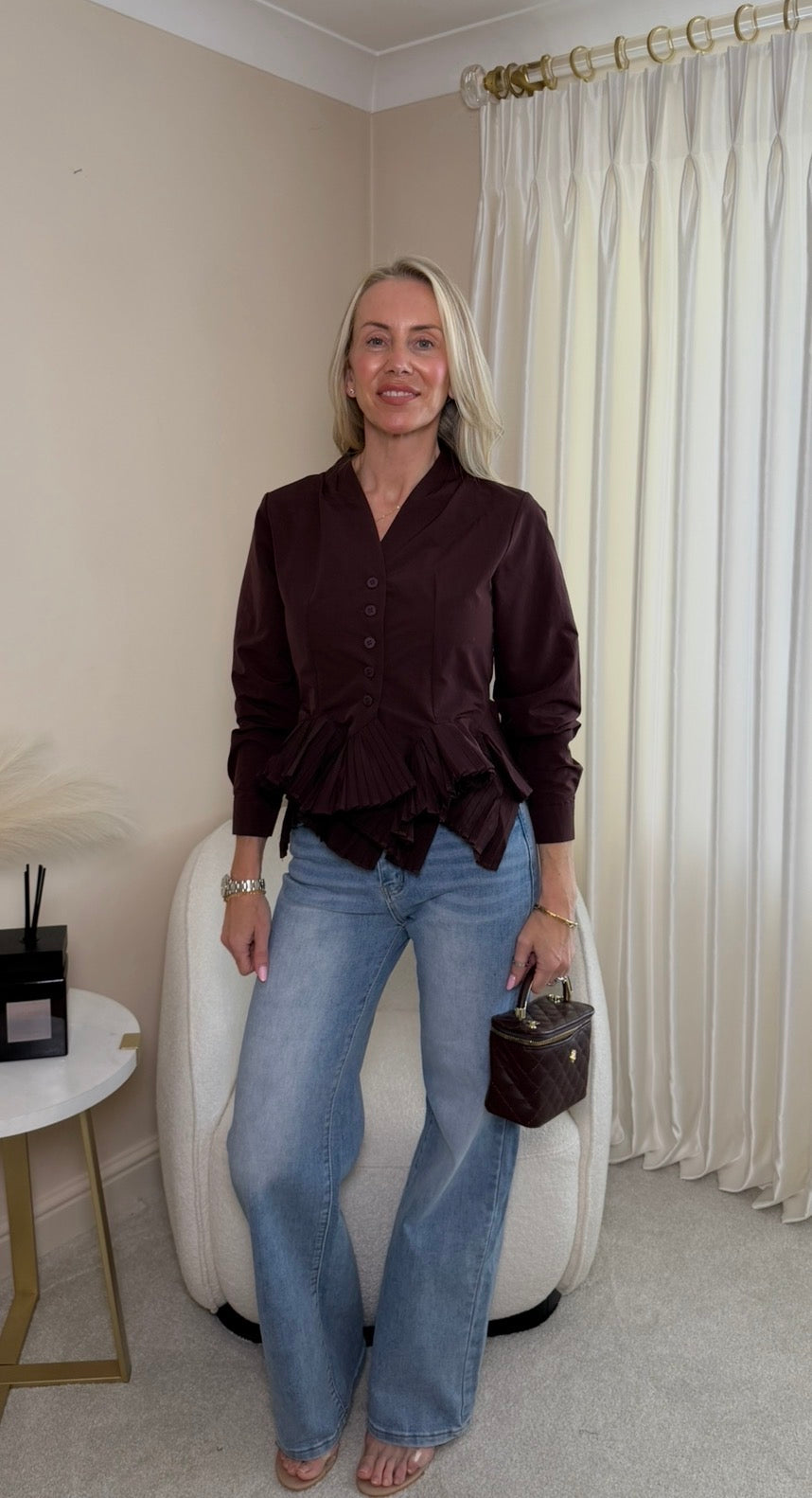 Harriet Chocolate Peplum Shirt