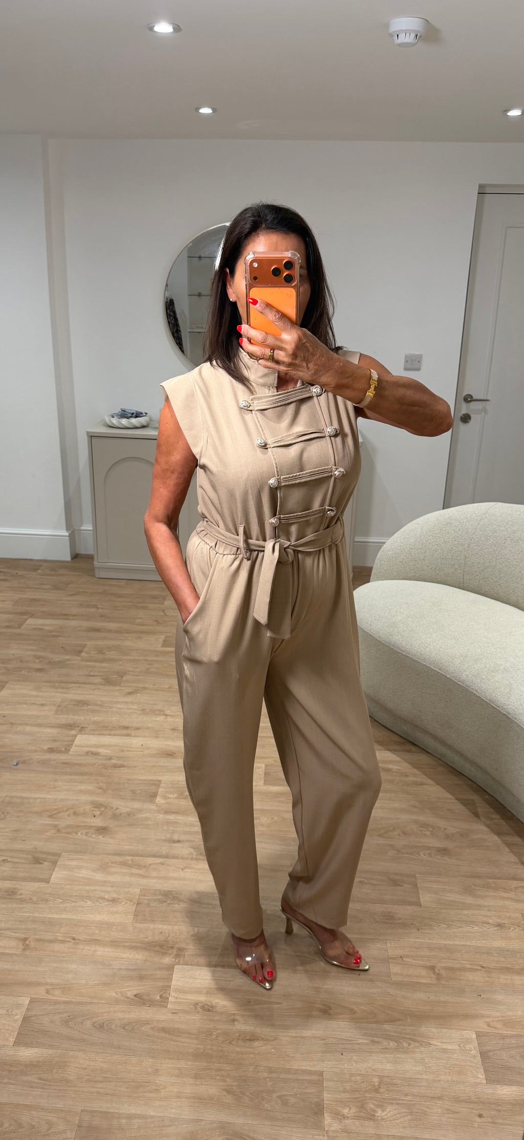 Cora Camel Military jumpsuit
