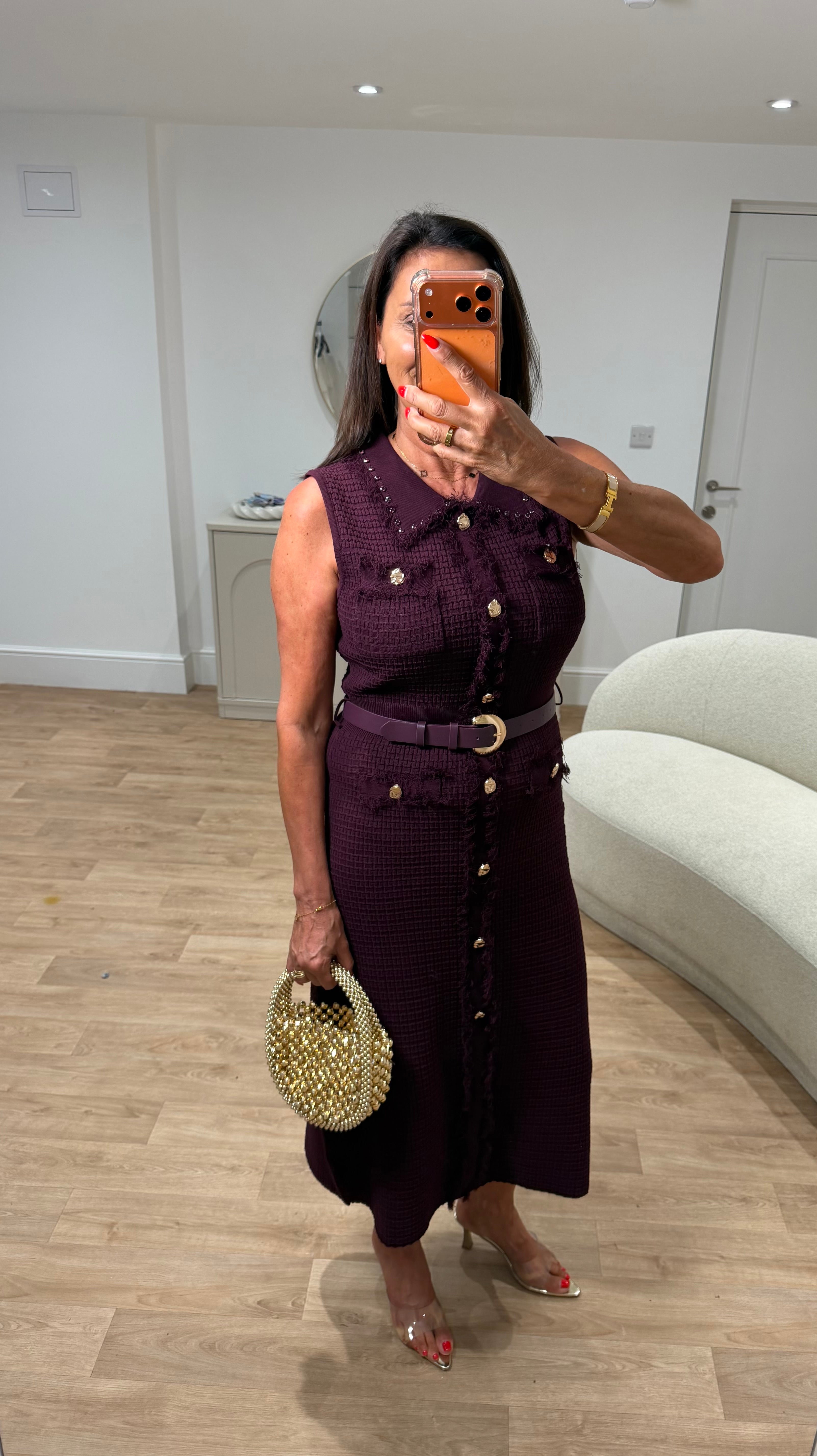 Chloe Waffle Knit Belted Dress