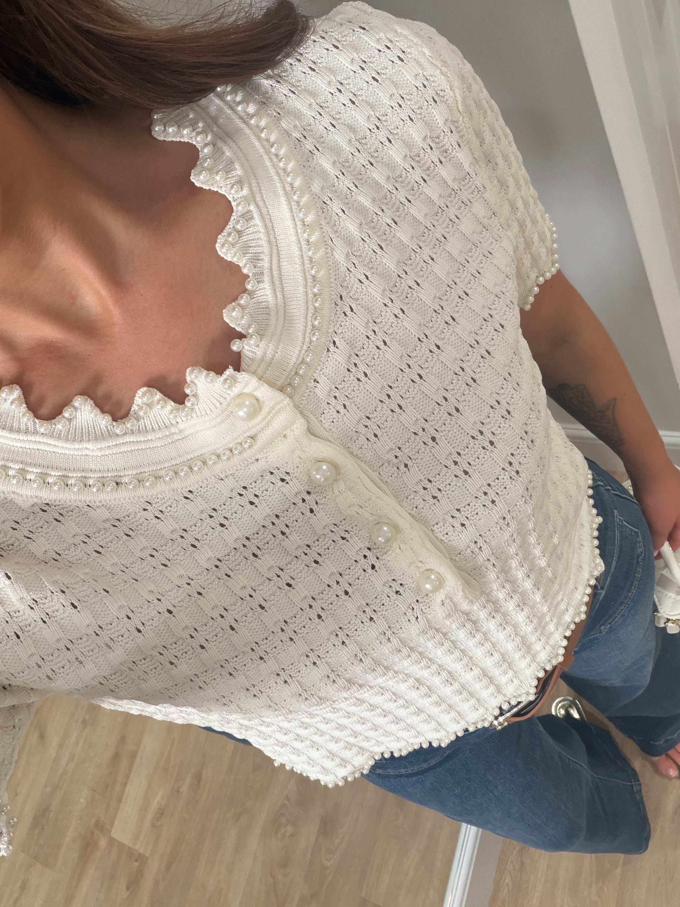 Pearl Textured Knit Top