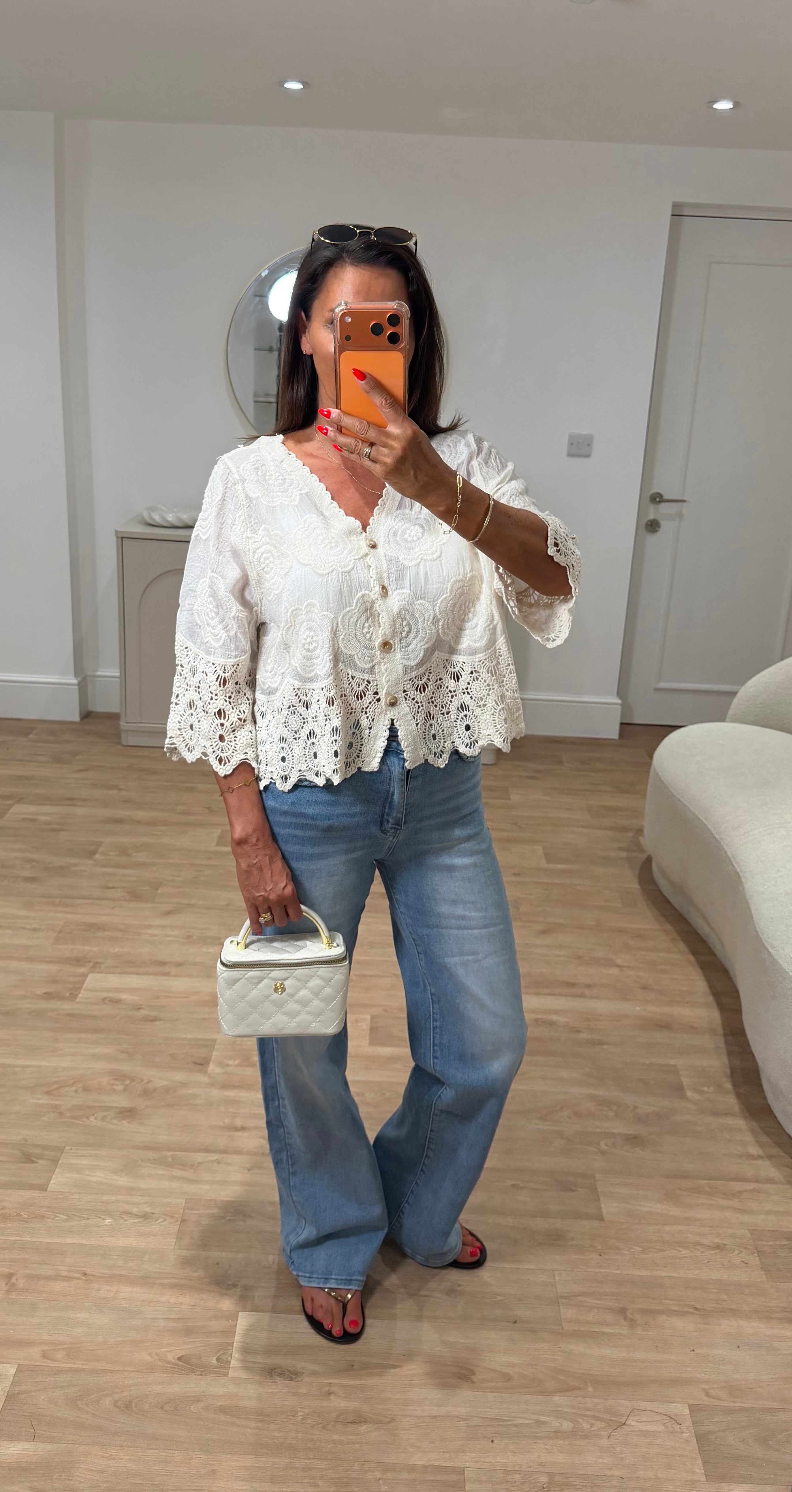 Annabelle Cheesecloth Crochet Detail Top