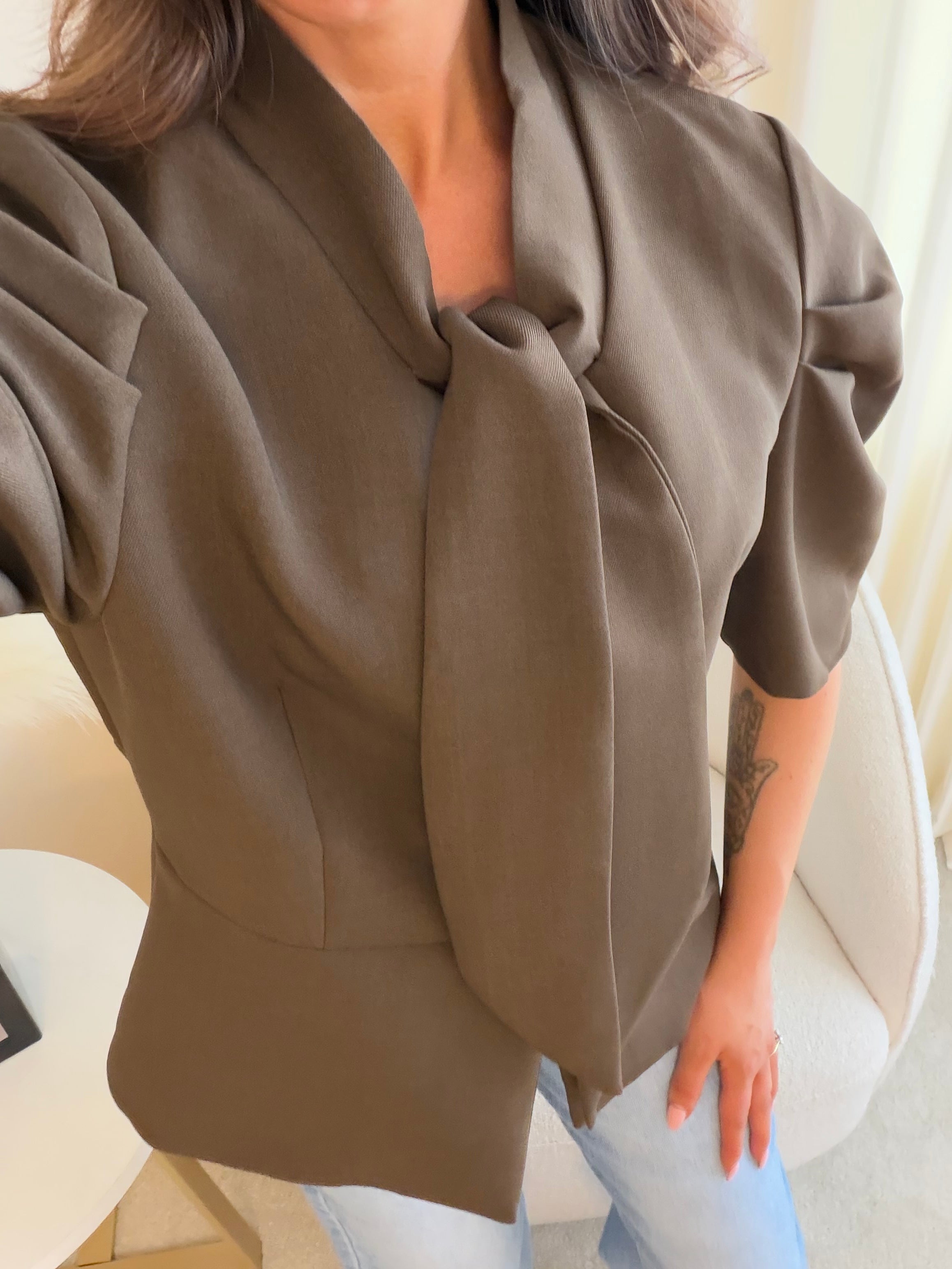 Serena Chocolate Button Top