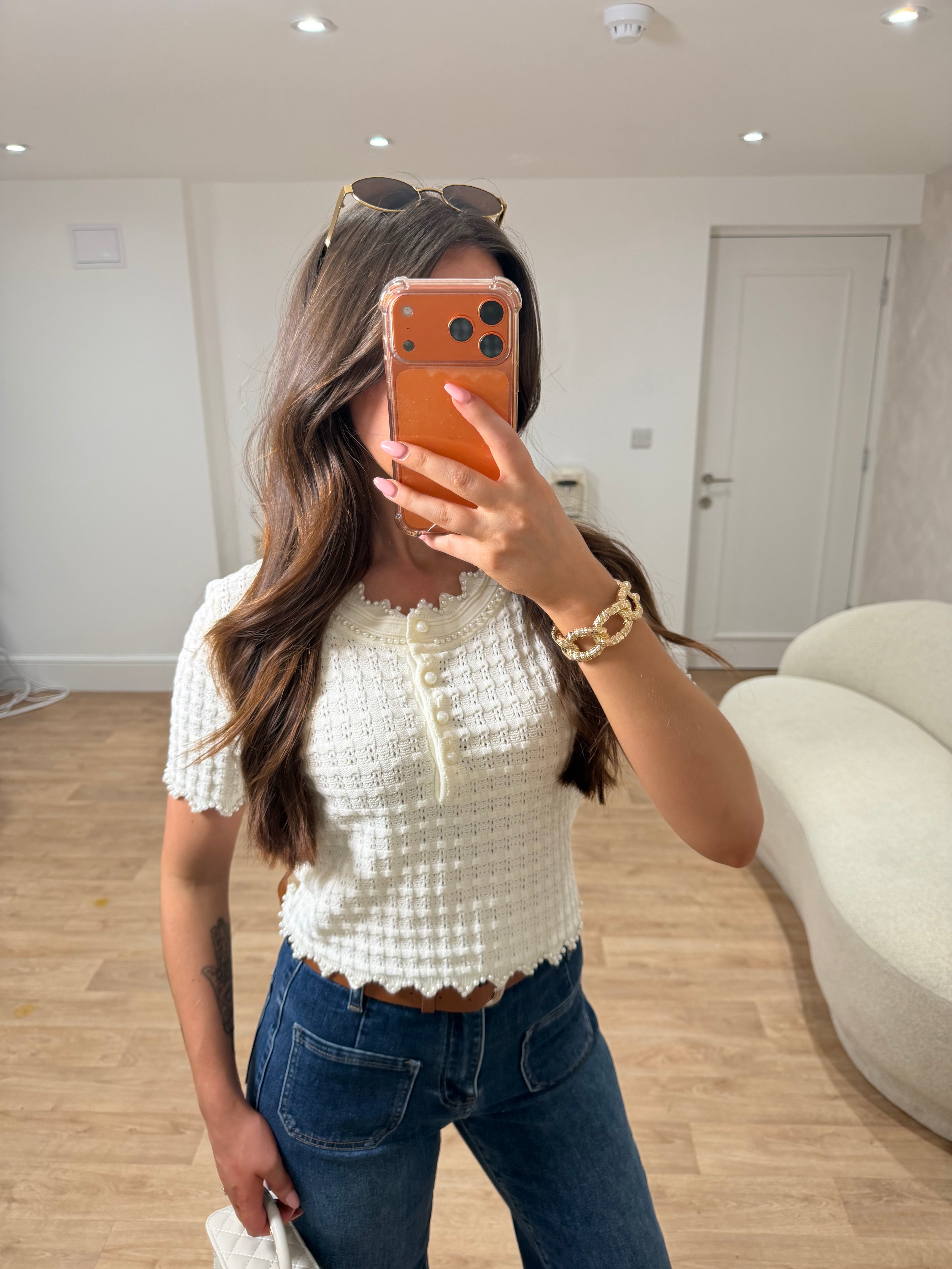 Pearl Textured Knit Top