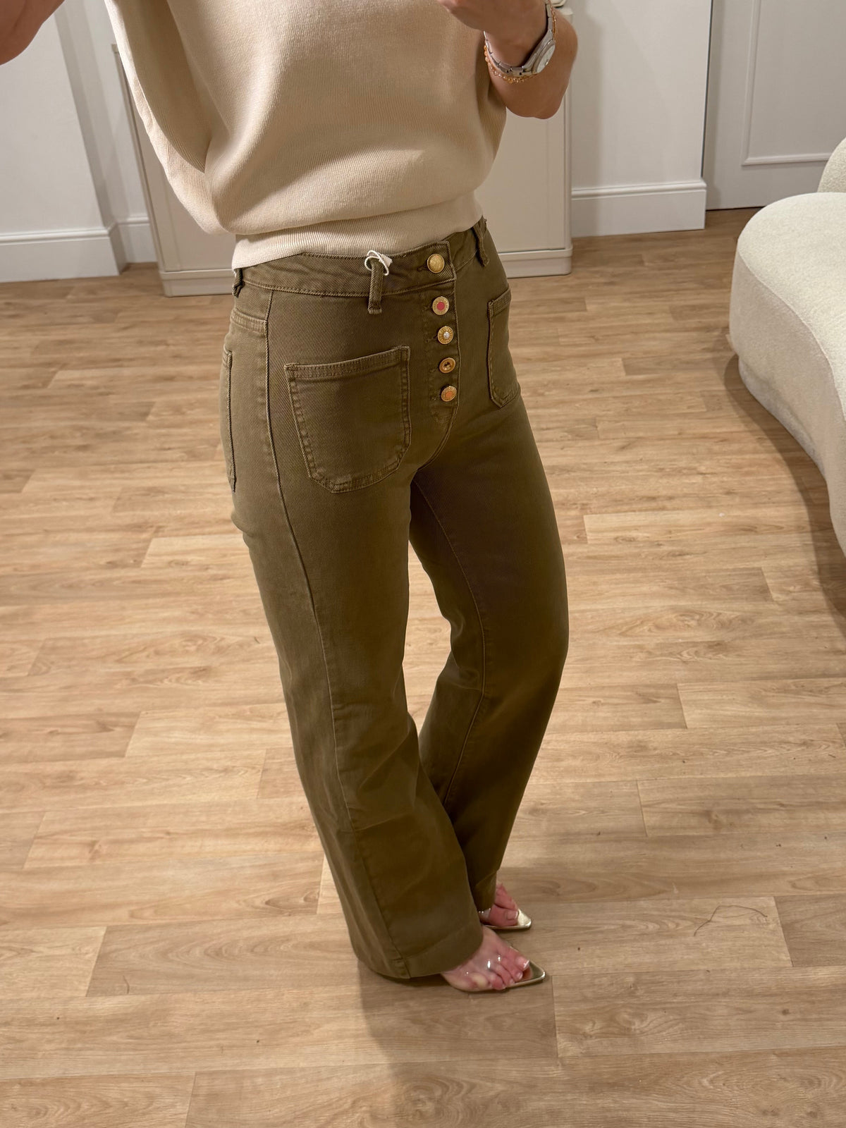 Edith Stretch Button Detail Jeans