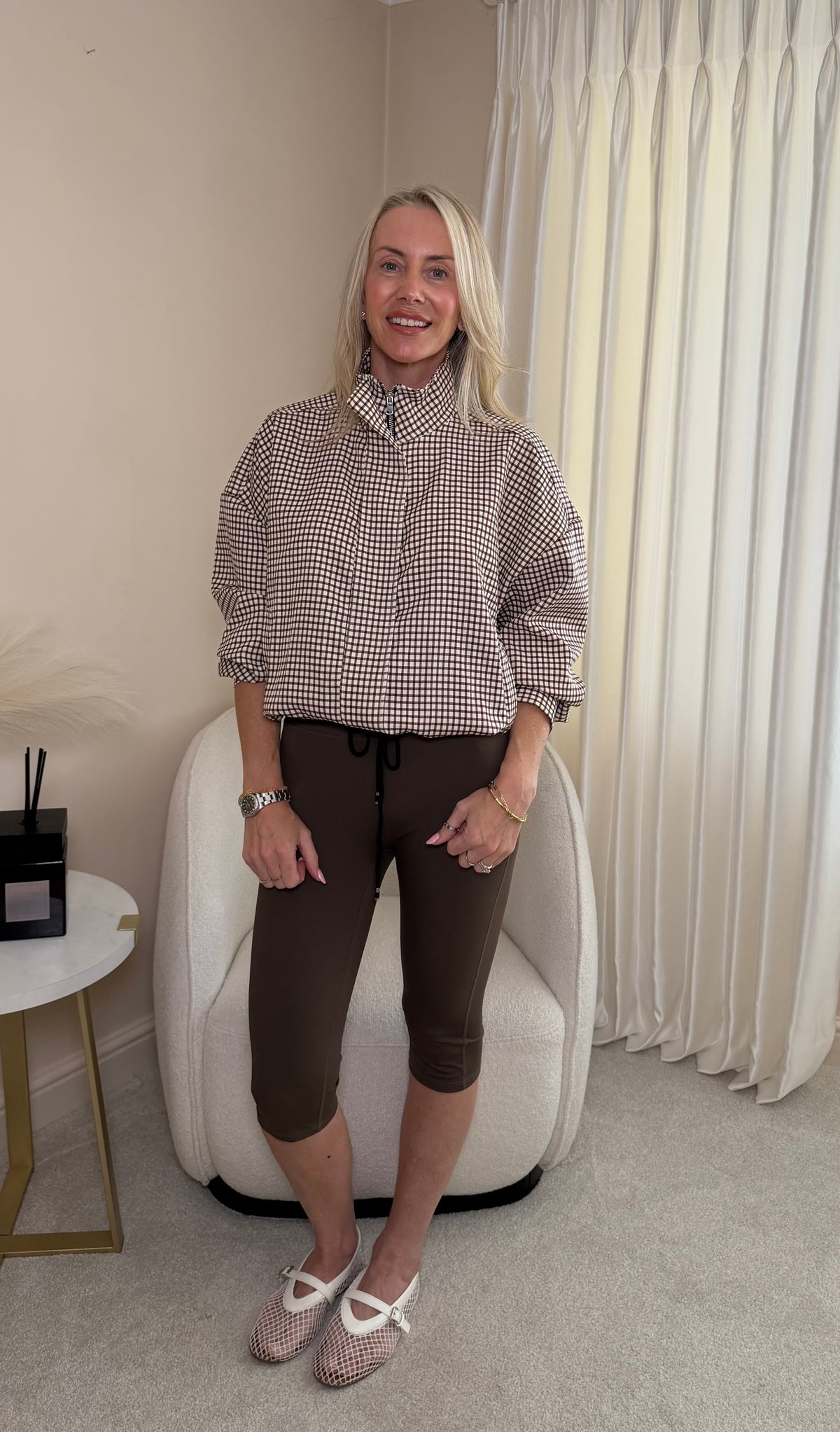 Ashley lightweight Checked Print Jacket