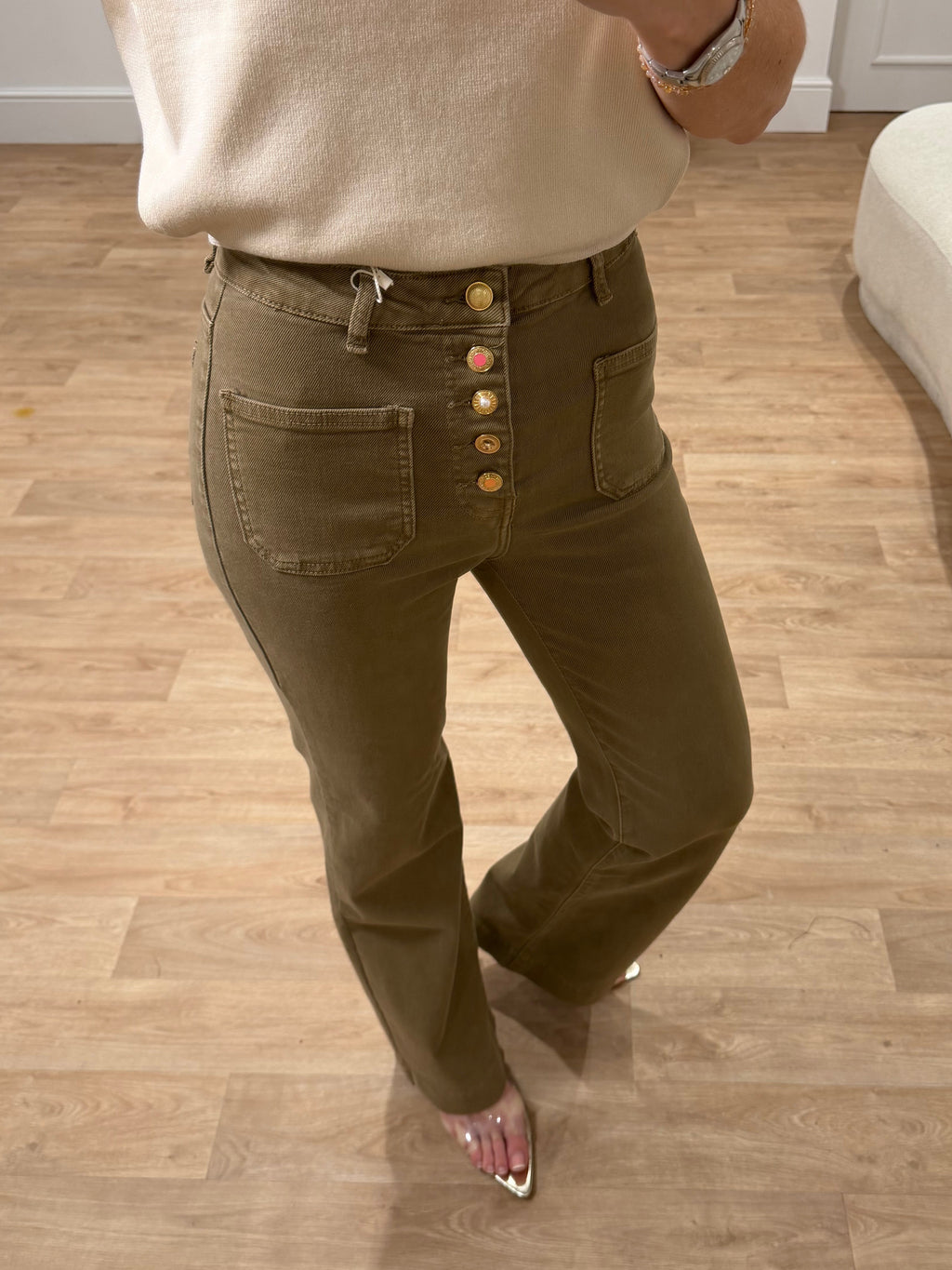 Edith Stretch Button Detail Jeans