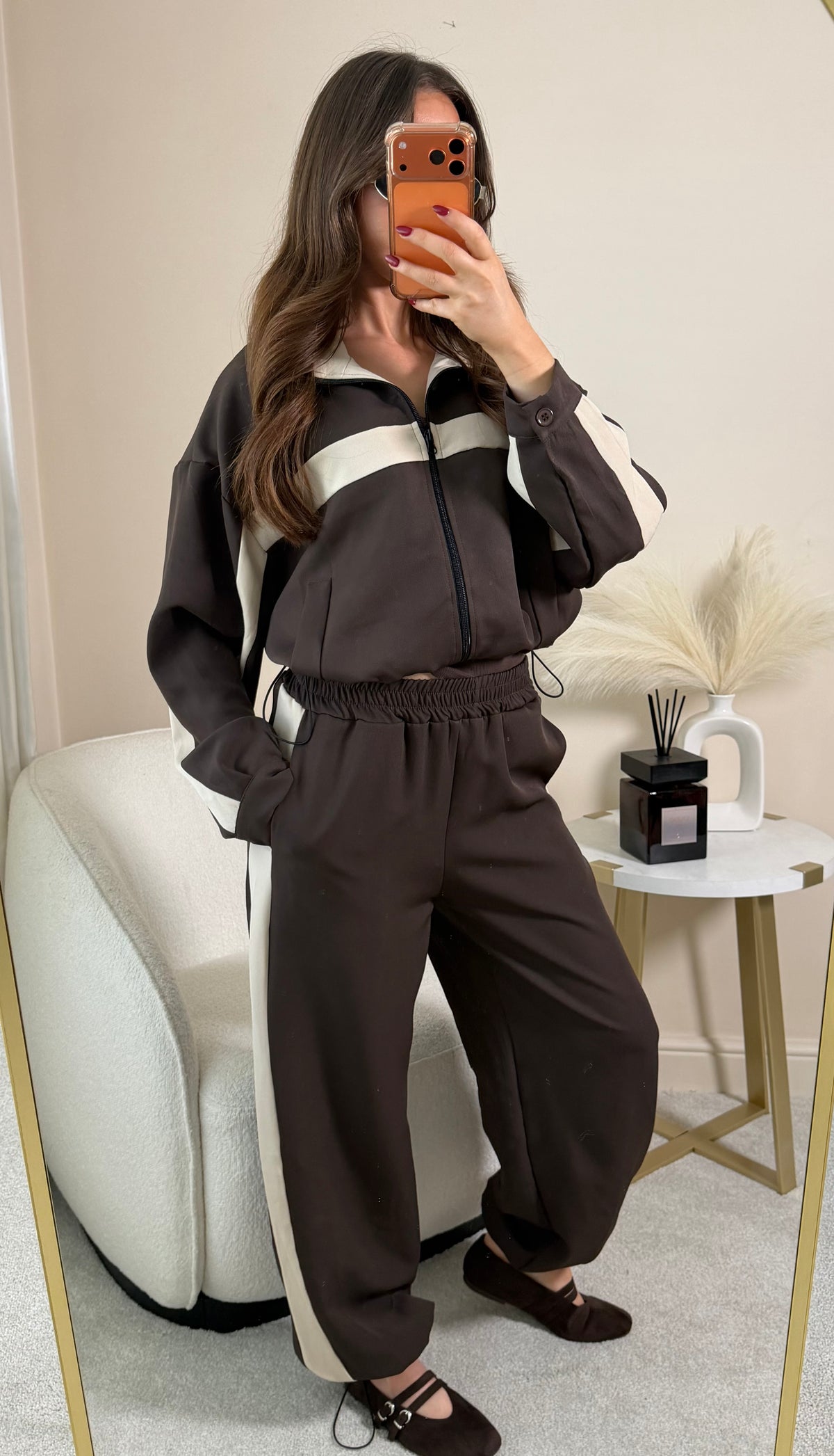 Devon Brown Stripe Tracksuit