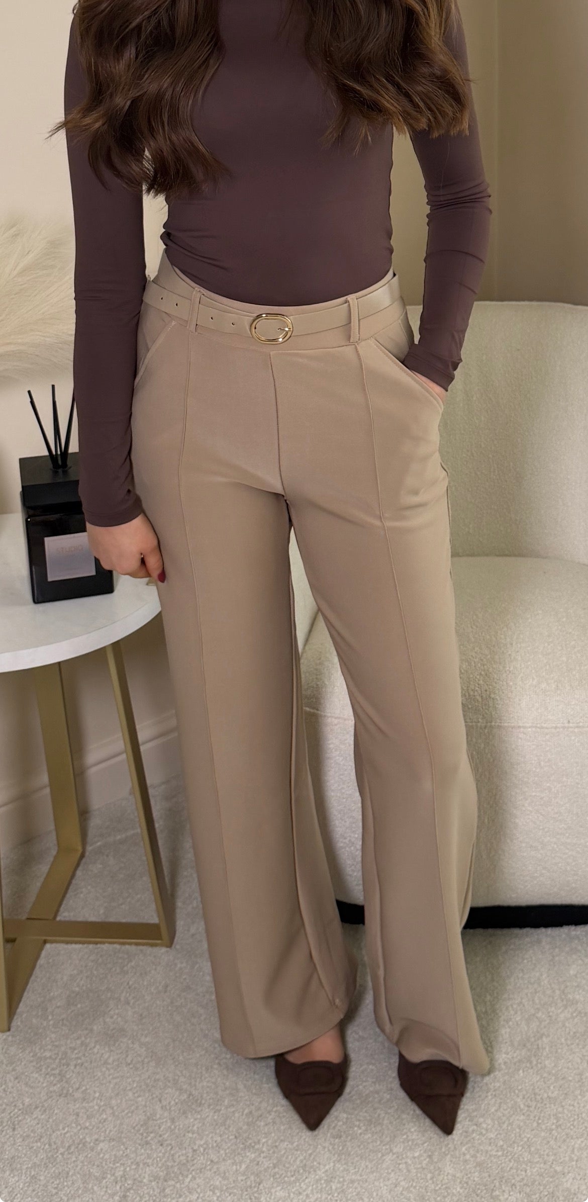 Grace Stretchy Seam Detail & Belt Trousers