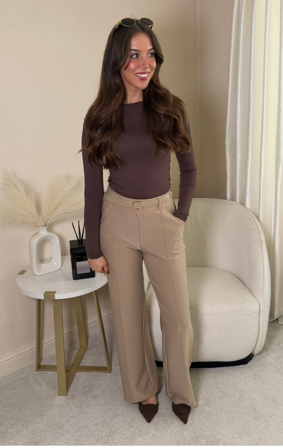 Grace Stretchy Seam Detail & Belt Trousers