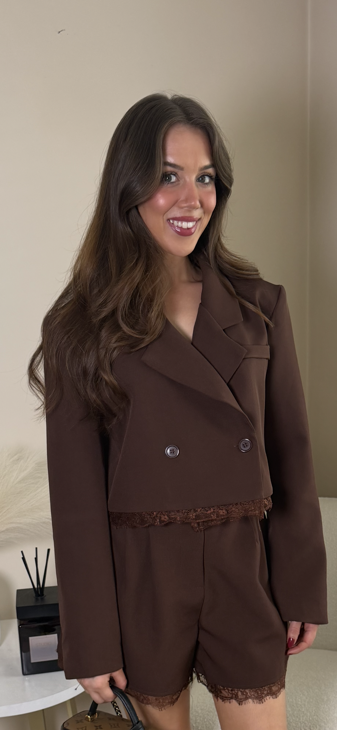 Dolly Cropped Lace Trim Blazer