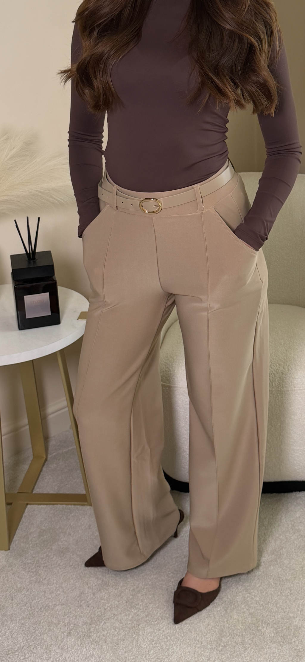 Grace Stretchy Seam Detail & Belt Trousers